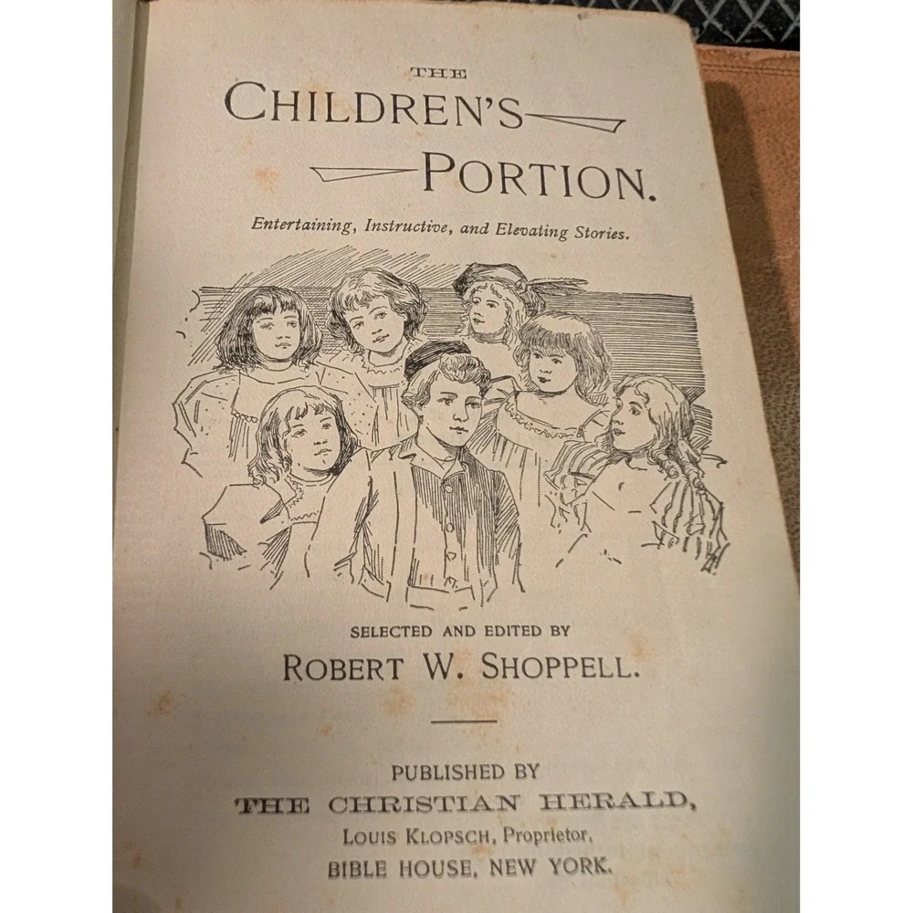 Antique 1895 The Children's Portion  Louis Klopsch Red Gilt
